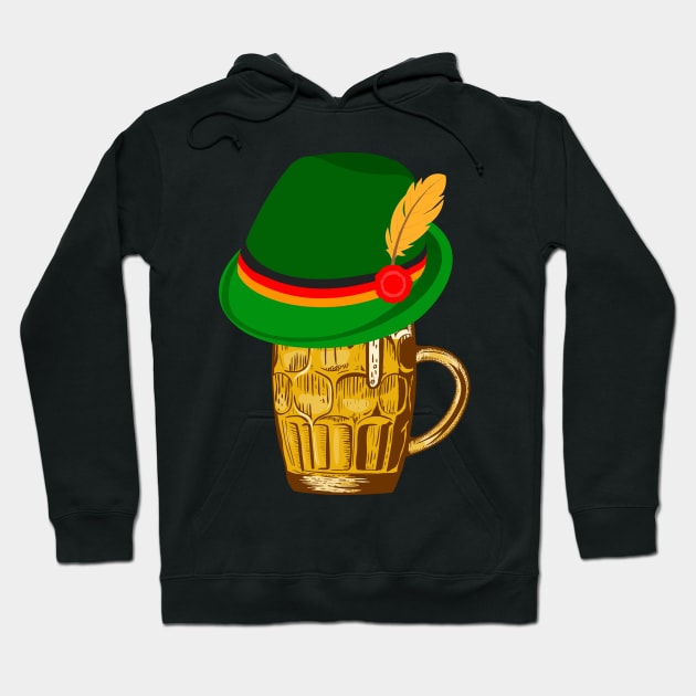 Oktoberfest Beer With Traditional German Hat Hoodie by Xeire